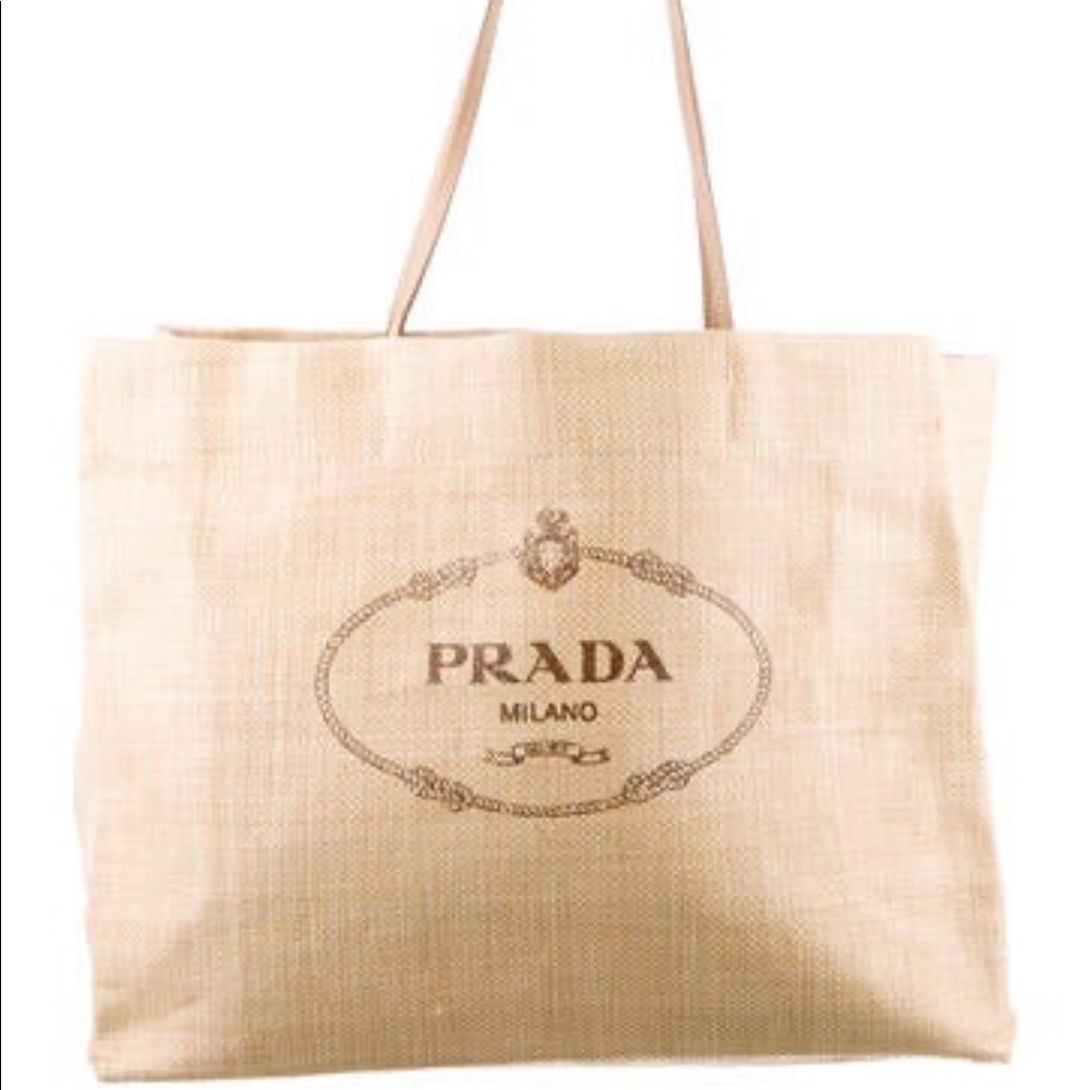 Prada raffia paglia tote - Large size - jute canvas in great used condition - Picture 4 of 5